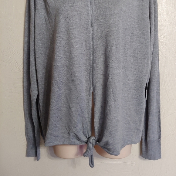 Poof New York Gray Front Tie Sweater Top Size Women's Large NEW with Tag - Picture 4 of 8